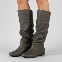 Botte haute gris Simili Cuir Femme - Silhouette ample et design minimaliste 1