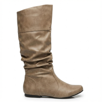 Santiag mi-haute marron clair Simili Cuir Femme - Effet plissé élégant et moderne 4