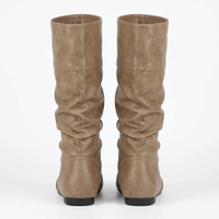 Santiag mi-haute marron clair Simili Cuir Femme - Effet plissé élégant et moderne 5