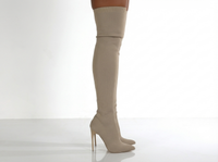 Santiag haute beige Synthétique Femme - Élégance audacieuse à talons aiguilles 4