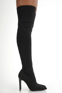 Botte haute noir Synthétique Femme - Santiags noires modernes à talon aiguille 7