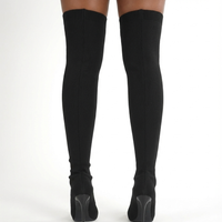 Botte haute noir Synthétique Femme - Santiags noires modernes à talon aiguille 8