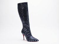 Botte haute bleu Synthétique Femme - Santiags modernes avec clous argentés audacieux 1