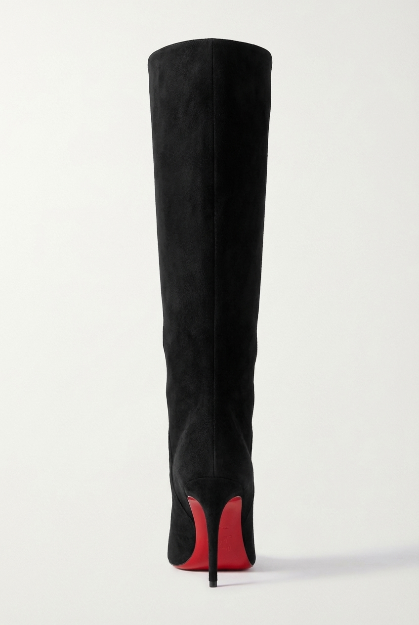 Botte haute noir Daim Synthétique Femme - Santiags noires à semelle rouge distincte 3