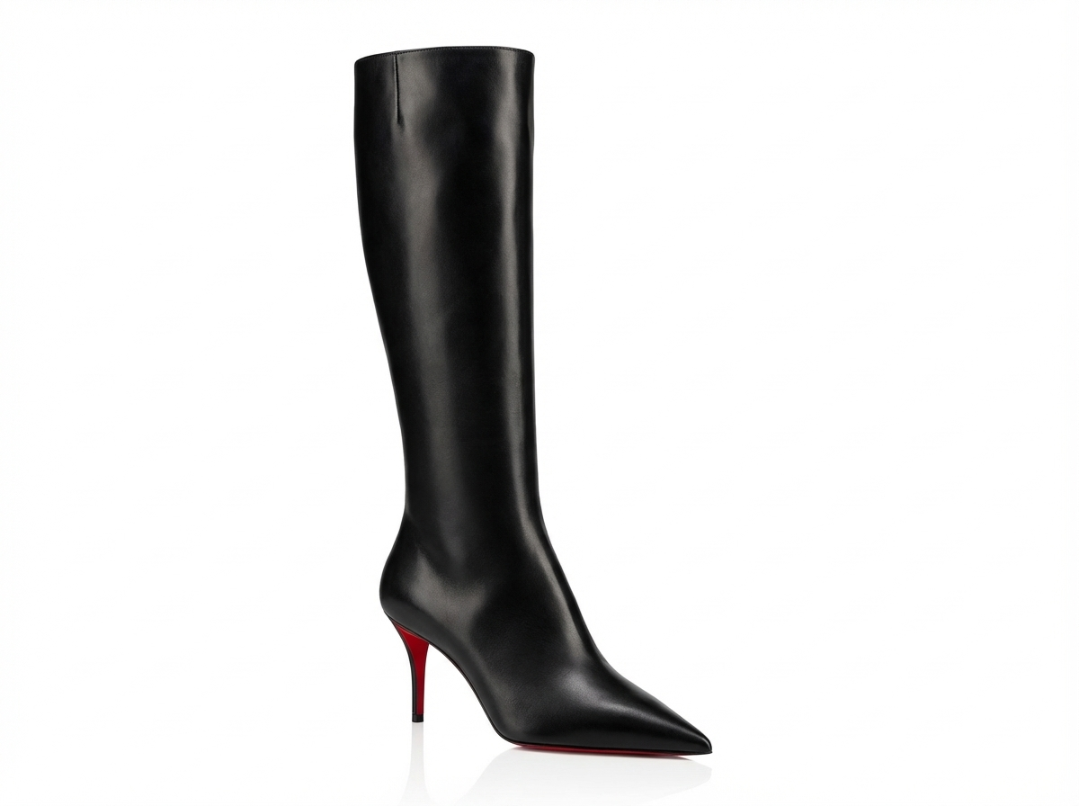 Botte haute noir Synthétique Femme - Talon rouge audacieux et sophistiqué