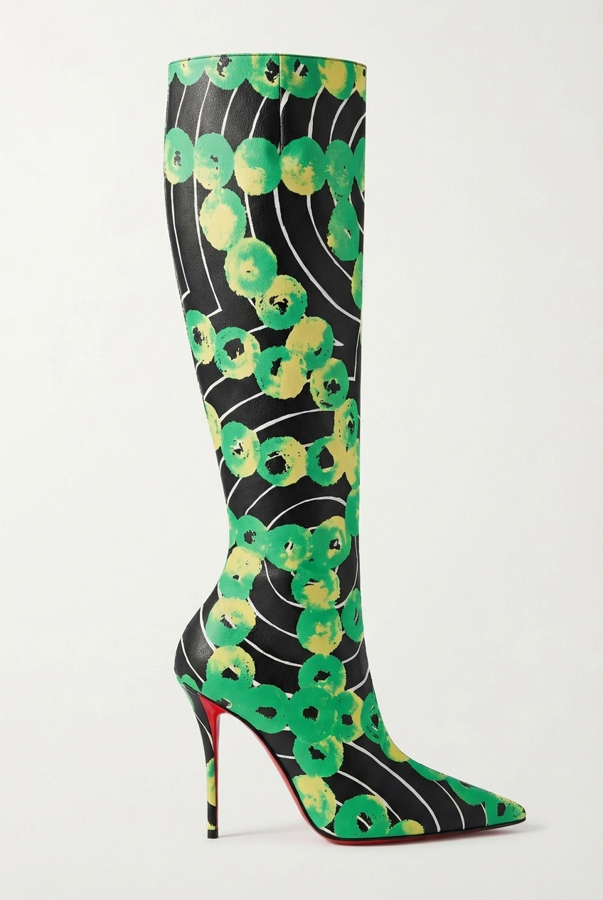 Botte haute multicolore Synthétique Femme - Motif cerclé vibrant et talon aiguille