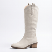 Santiag haute blanc Simili Cuir Femme - Élégance moderne sans ornements excessifs 2