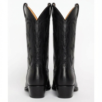 Santiag haute noir Cuir Femme - Bout pointu avec talons cubains élégants 3