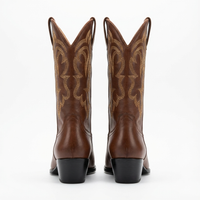 Santiag haute marron Femme - Broderies dorées sur fond marron élégant 3