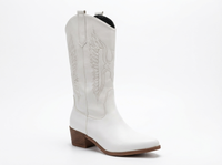 Santiag haute blanc Simili Cuir Femme - Broderies western sur tige haute chic 1