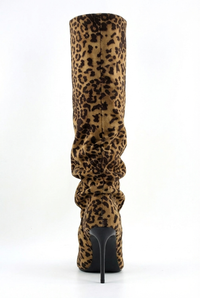 Botte haute marron Synthétique Femme - Motif léopard et talon aiguille 2