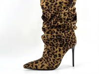Botte haute marron Synthétique Femme - Motif léopard et talon aiguille 3