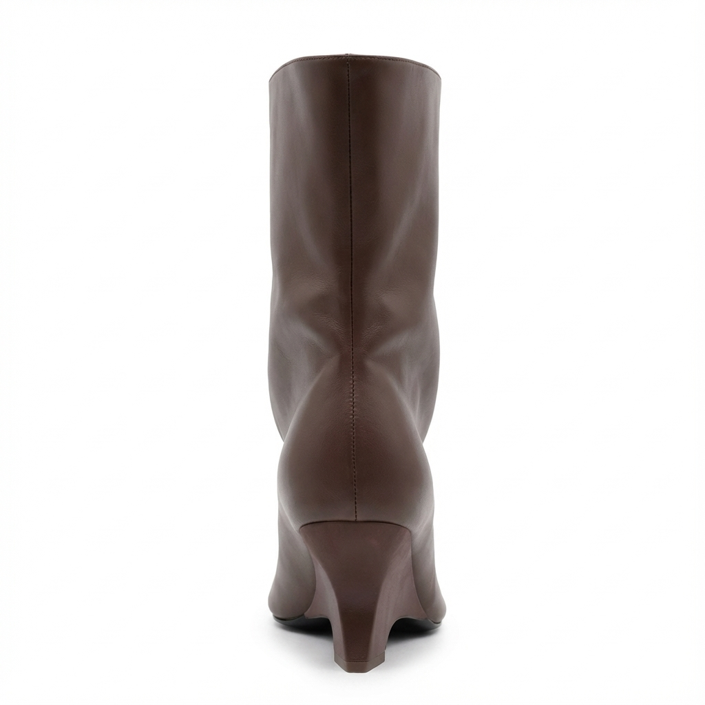 Botte haute marron Synthétique Femme - Talon incurvé et bout ouvert chic 3