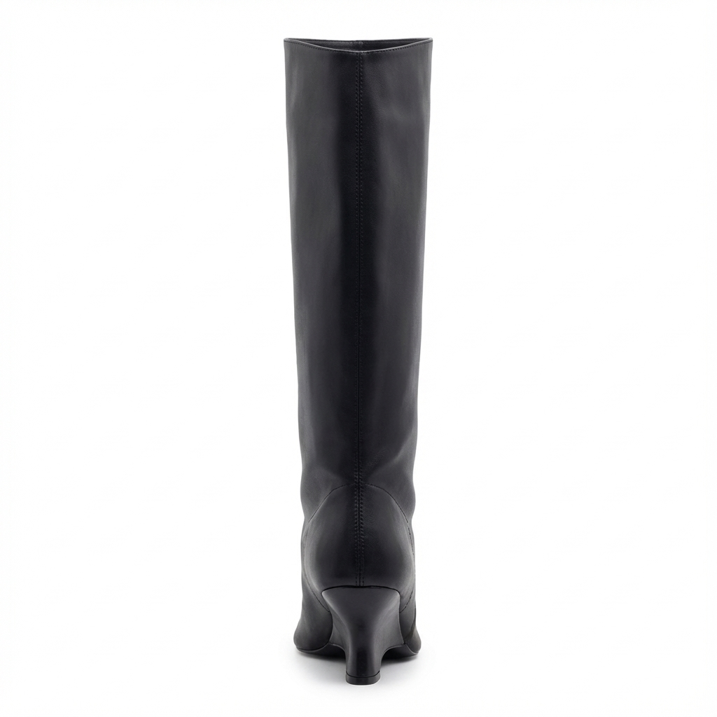 Botte haute noir Synthétique Femme - Santiags modernes à bout ouvert distinctif 2