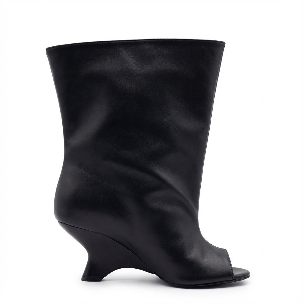 Botte haute noir Synthétique Femme - Design élégant avec bout ouvert moderne