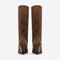 Botte haute marron Daim Femme - Santiags modernes à bout ouvert distinctif 3