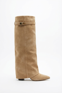 Santiag haute beige Simili Cuir Femme - Boucle dorée et silhouette élégante 3