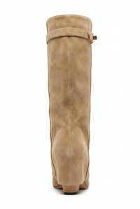 Santiag haute beige Simili Cuir Femme - Boucle dorée et silhouette élégante 4