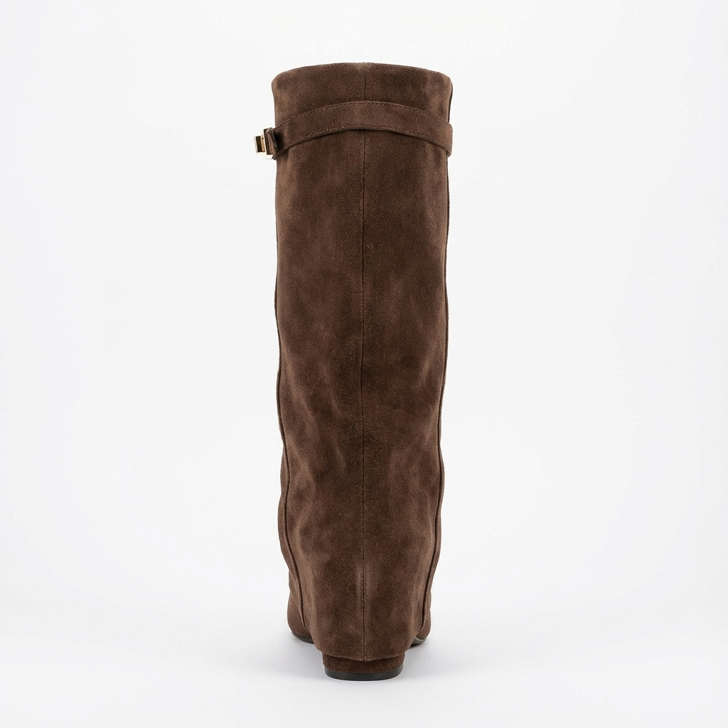 Santiag haute marron Simili Cuir Femme - Sangle dorée élégante et pratique 3