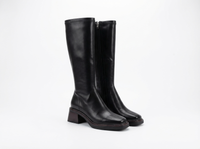 Botte haute noir Synthétique Femme - Élégance moderne avec talon carré 1