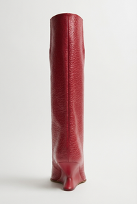 Botte haute rouge Synthétique Femme - Talon sculpté moderne en forme de virgule 3