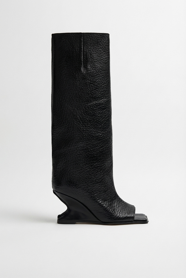 Santiag haute noir Synthétique Femme - Bout ouvert futuriste et minimaliste - side_view