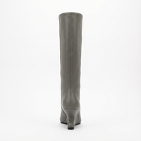 Botte haute gris Synthétique Femme - Talon vague et pointe ouverte moderne 3