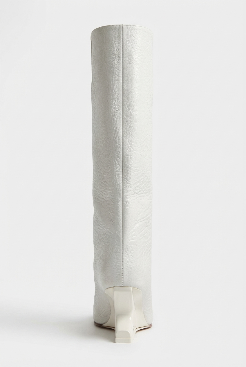 Botte haute blanc Synthétique Femme - Santiags blanches à talon sculptural ouvert 3