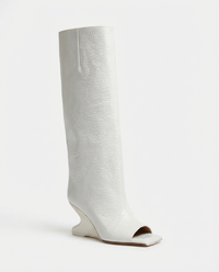 Botte haute blanc Synthétique Femme - Santiags blanches à talon sculptural ouvert 1