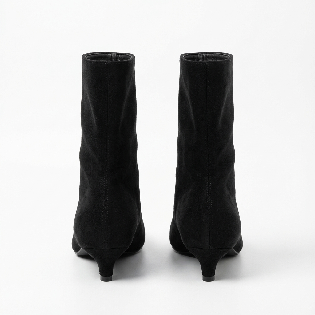 Botte haute noir Daim Synthétique Femme - Minimalisme chic au style western 6