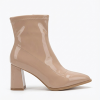 Bottine beige Synthétique Femme - Santiags mi-hautes vernies beige chic 3