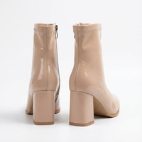 Bottine beige Synthétique Femme - Santiags mi-hautes vernies beige chic 4