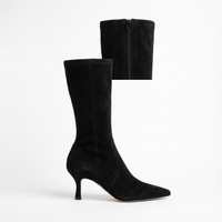 Botte haute noir Daim Synthétique Femme - Santiags modernes bout pointu élégantes 2