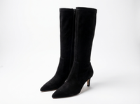 Botte haute noir Daim Synthétique Femme - Santiags modernes bout pointu élégantes 1