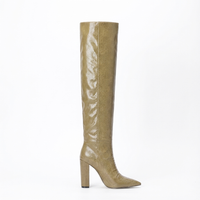 Botte haute beige Daim Synthétique Femme - Santiags camel python, élégance audacieuse 3