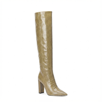 Botte haute beige Daim Synthétique Femme - Santiags camel python, élégance audacieuse 1