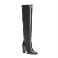 Botte haute noir Daim Synthétique Femme - Aspect python, coupe élégante, style western 1