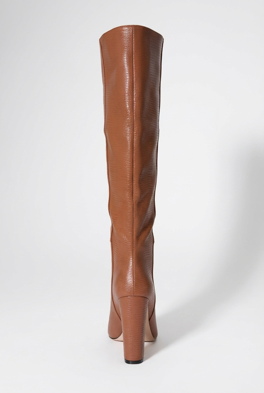 Botte haute marron Daim Synthétique Femme - Santiags marron au bout pointu élégant 4