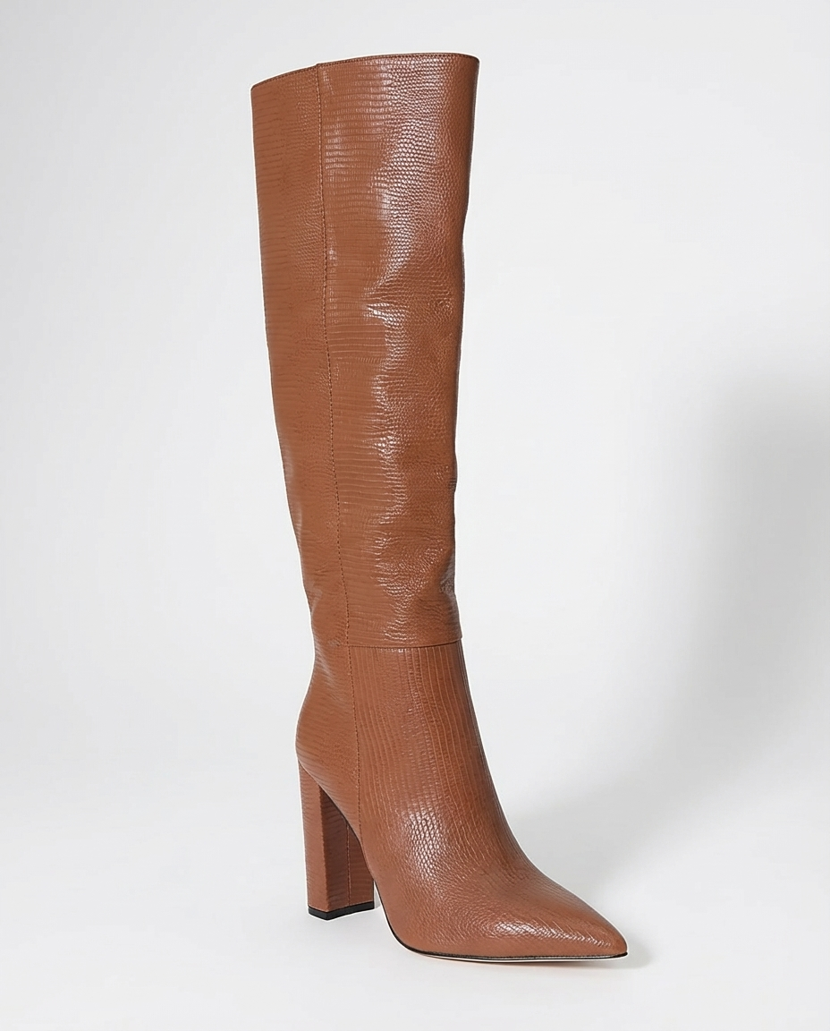 Botte haute marron Daim Synthétique Femme - Santiags marron au bout pointu élégant