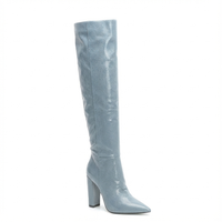 Botte haute bleu Daim Synthétique Femme - motif python, bleu, bout pointu 1
