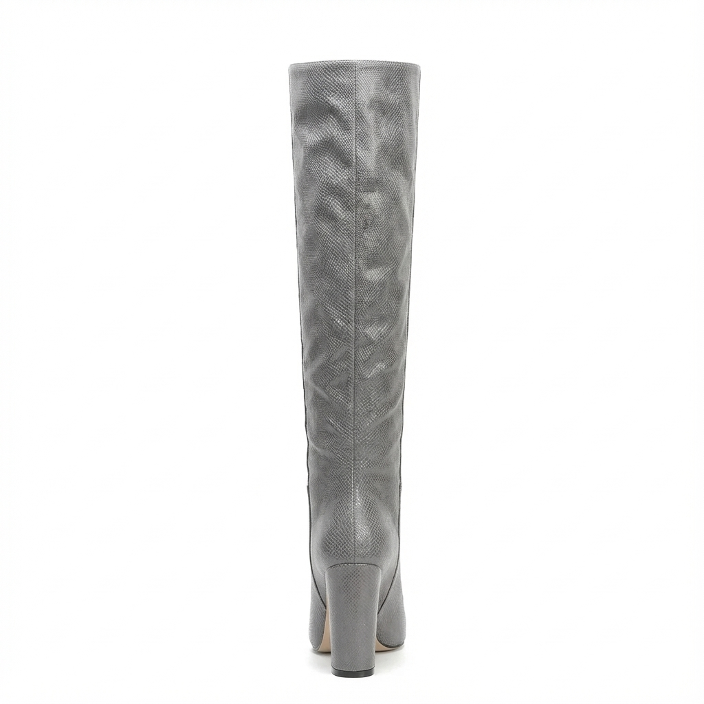 Santiag haute gris Daim Synthétique Femme - Élégante avec texture python exotique 3