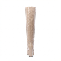 Botte haute beige Daim Synthétique Femme - Santiag minimaliste bout pointu 3