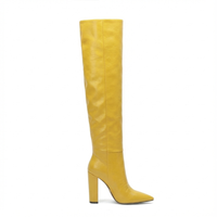Botte haute jaune Daim Synthétique Femme - Bottes santiags audacieuses couleur jaune vif 2