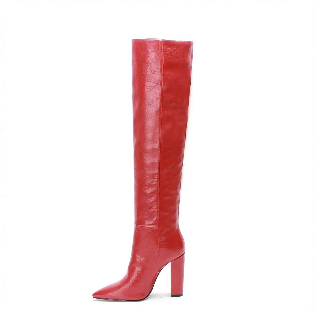 Botte haute rouge Daim Synthétique Femme - Santiags élégantes et audacieuses en rouge 2