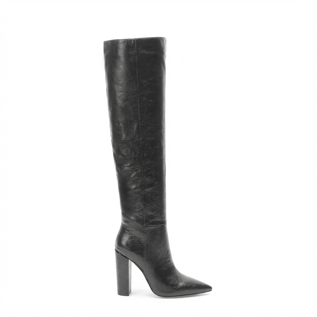 Botte haute noir Daim Synthétique Femme - Élégance moderne au style western 2