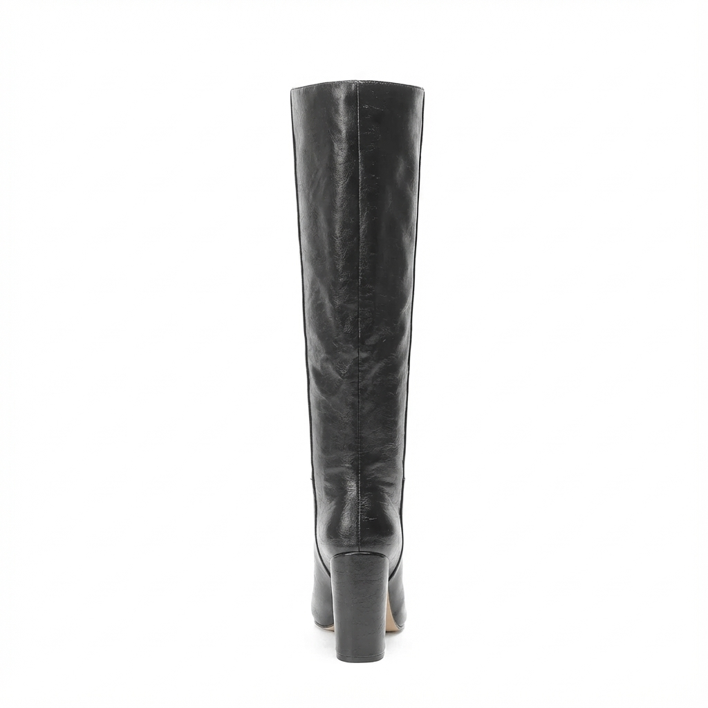 Botte haute noir Daim Synthétique Femme - Élégance moderne au style western 3