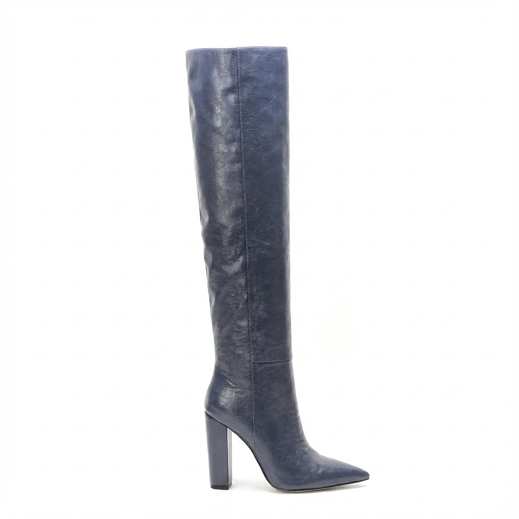 Botte haute bleu Daim Synthétique Femme - Santiags féminines bleues à bout pointu 2