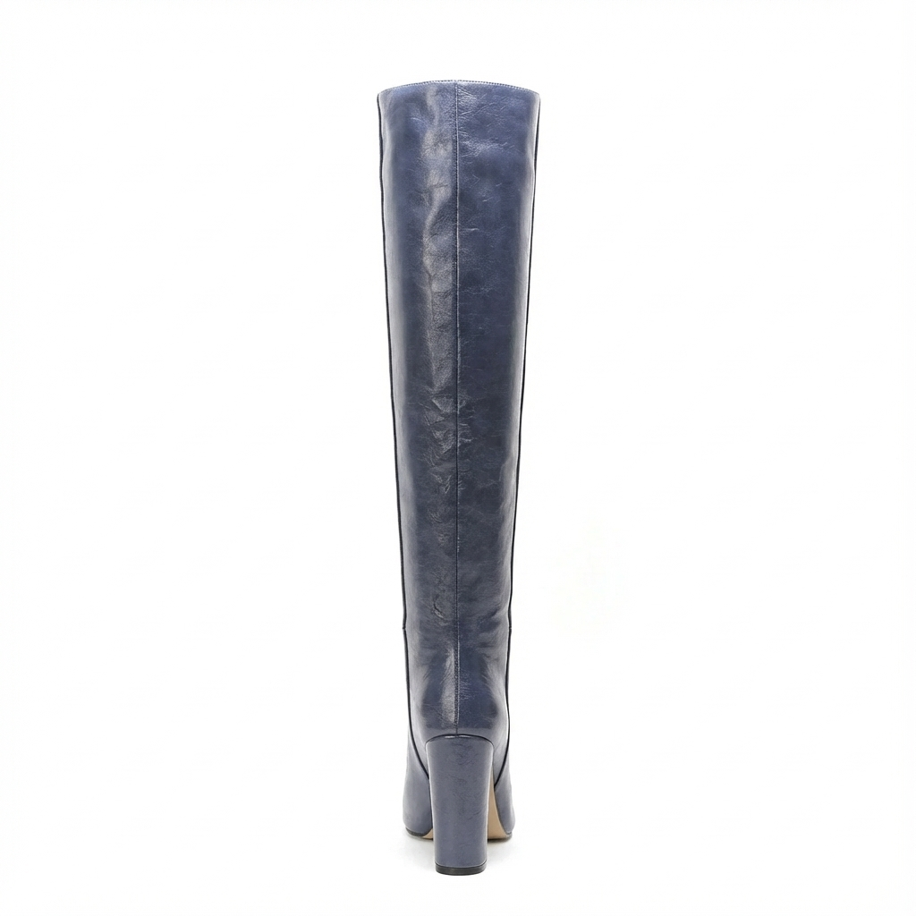 Botte haute bleu Daim Synthétique Femme - Santiags féminines bleues à bout pointu 4