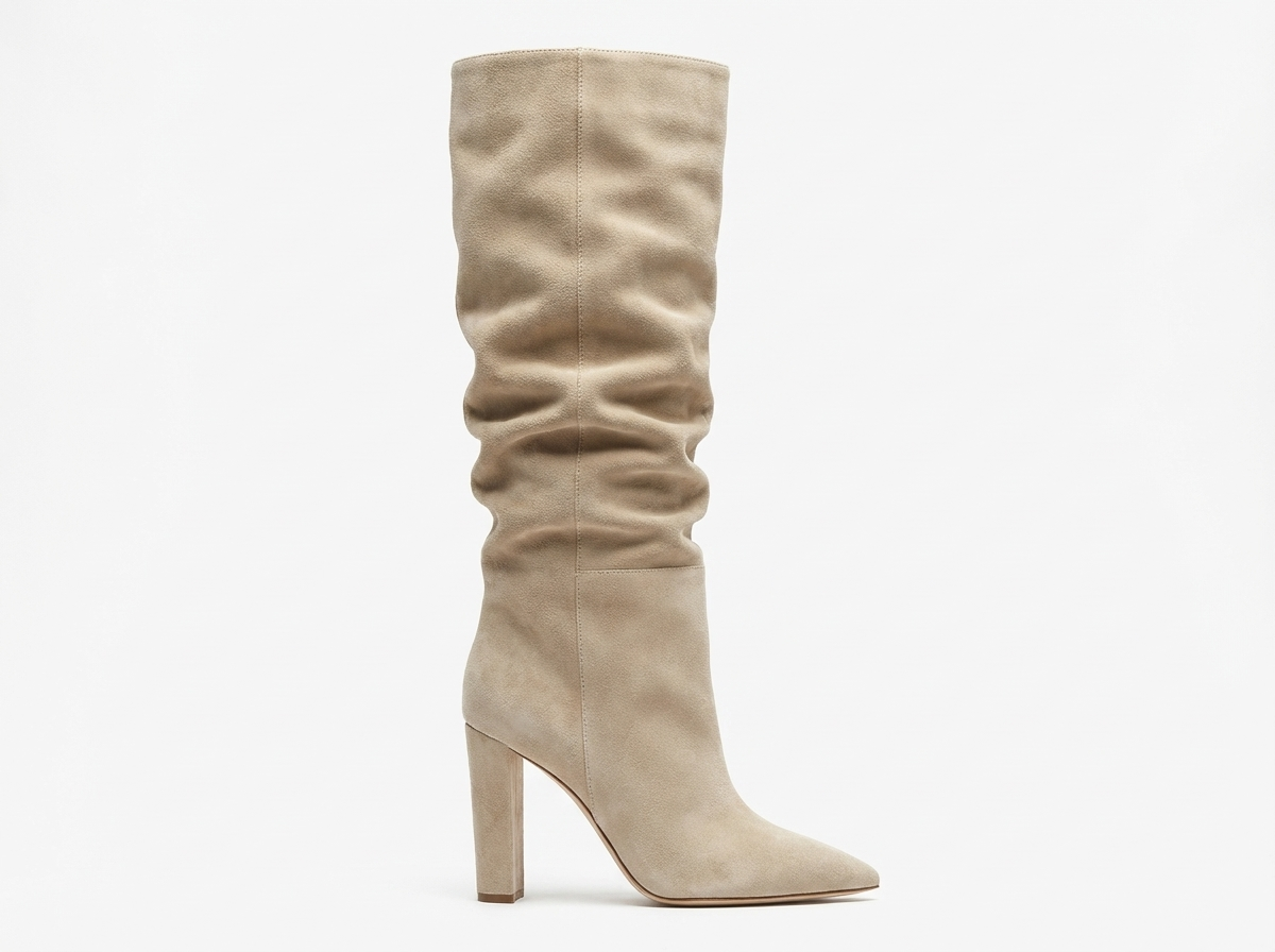 Botte haute beige Daim Synthétique Femme - Santiags modernes sans ornements superflus 2