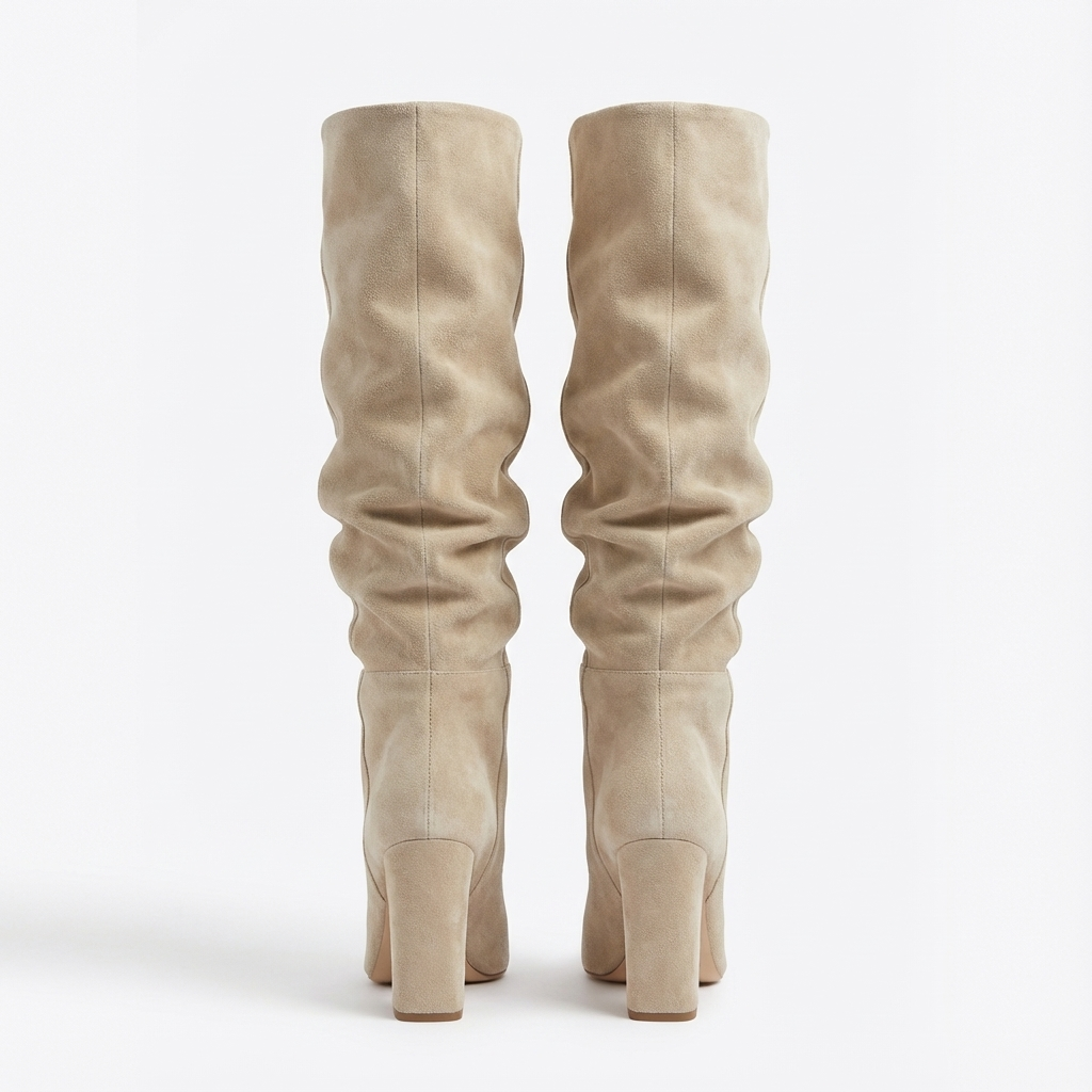 Botte haute beige Daim Synthétique Femme - Santiags modernes sans ornements superflus 3